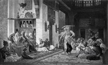 danza del sable grabado orientalismo árabe griego Jean Leon Gerome Pinturas al óleo